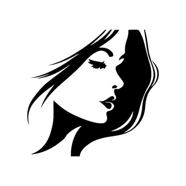 Vektor-logo-design für schönheitssalon oder friseursalon oder kosmetikdesign schönheits-minimal-gesichtsabzeichen für make-up-künstler-vektorillustration