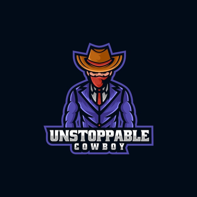 Vektor-Logo-Illustration Cowboy E Sport und Sport-Stil