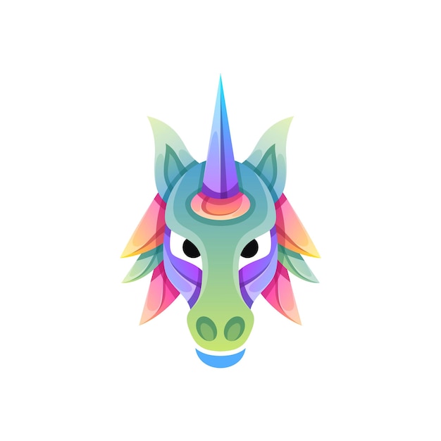 Vektor logo illustration einhorn farbverlauf bunte stil