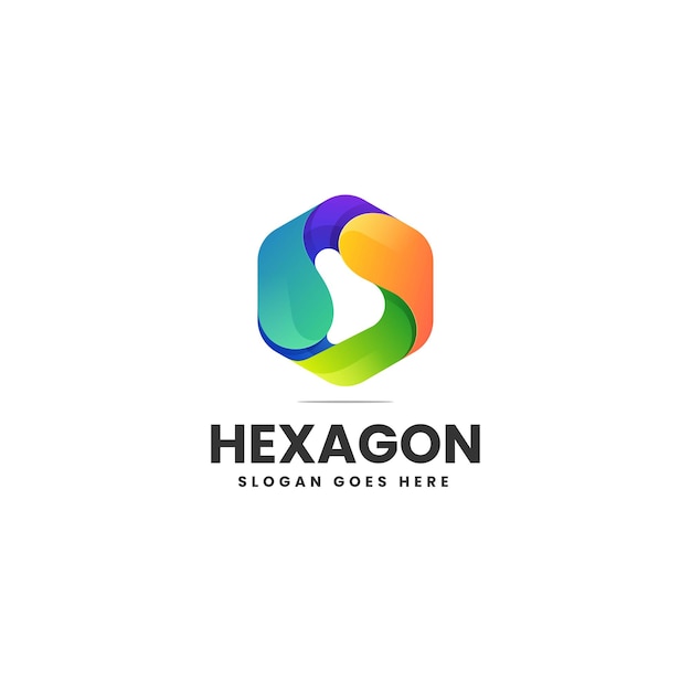 Vektor-logo illustration hexagon farbverlauf bunten stil