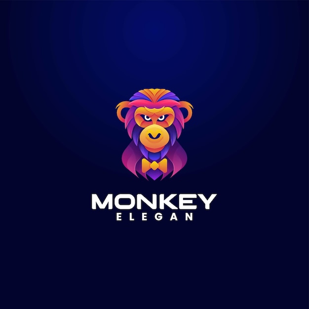 Vektor-Logo Illustration Monkey Farbverlauf bunten Stil