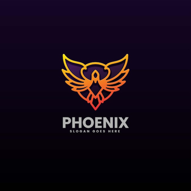 Vektor logo illustration phoenix gradient line art style