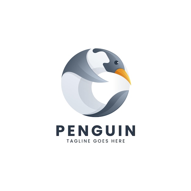 Vektor-logo illustration pinguin farbverlauf bunten stil