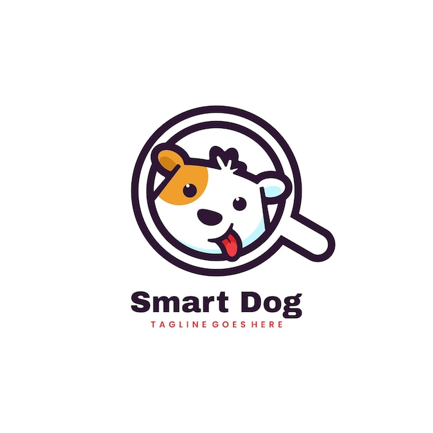 Vektor-logo-illustration smart dog maskottchen cartoon-stil