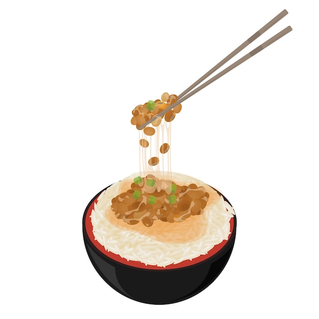 Vektor-logo-illustration von natto mit reis