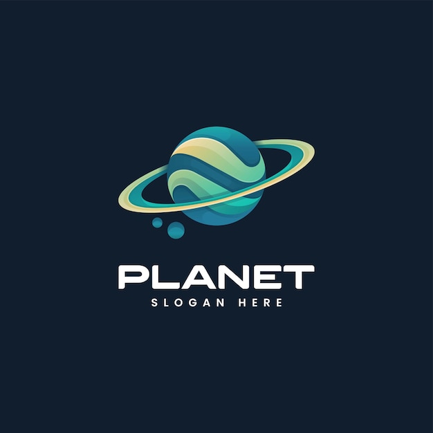 Vektor-logo-illustration von planeten mit farbverlauf und buntem stil