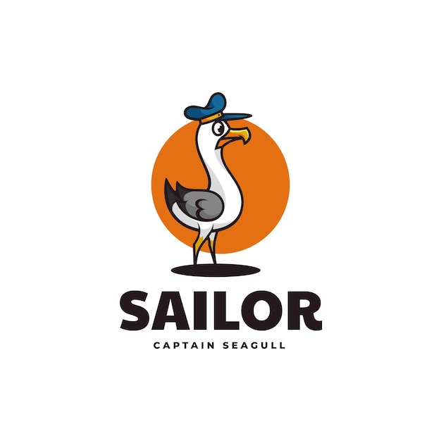 Vektor-logo-illustration von sailor heron im einfachen maskottchen-stil