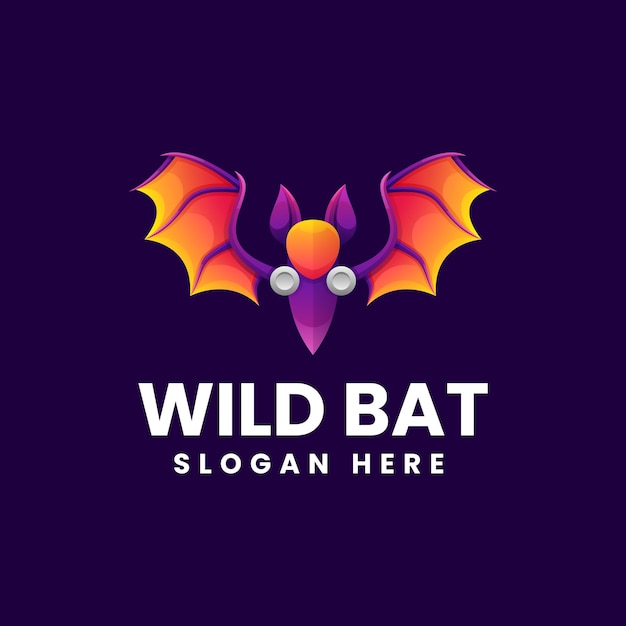 Vektor Logo Illustration Wilde Fledermaus Farbverlauf Bunte Stil