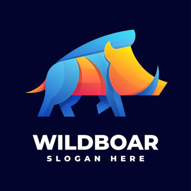 Vektor-logo illustration wildschwein farbverlauf bunten stil