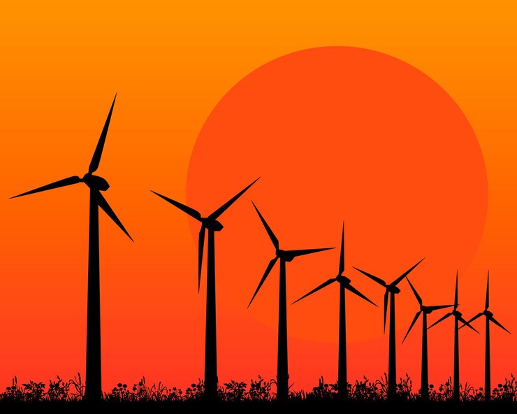 Vektor vektor lokalisierte ikonenwindmühle in der natur