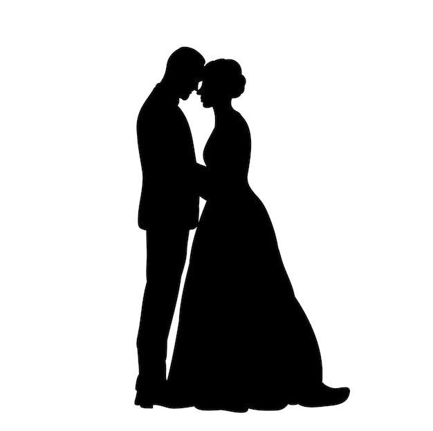 Vektor lokalisierte Silhouette der Braut- und Bräutigamhochzeit