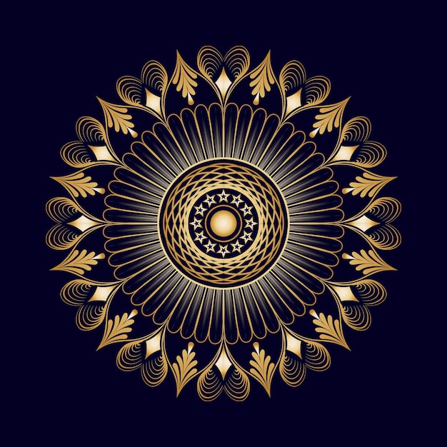 Vektor-luxus-mandala-hintergrund mit goldenem arabeskenmuster