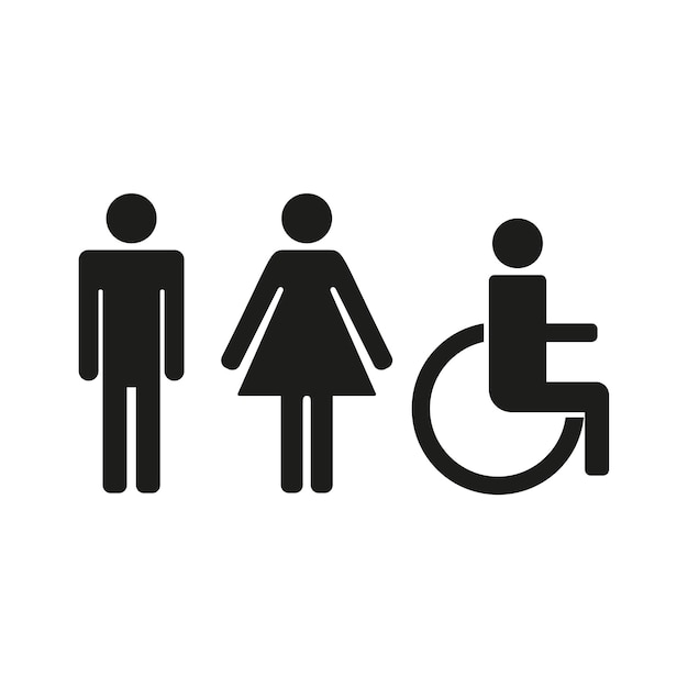 Vektor-mann-frau und ein ungültiges toiletten-toilettensymbol