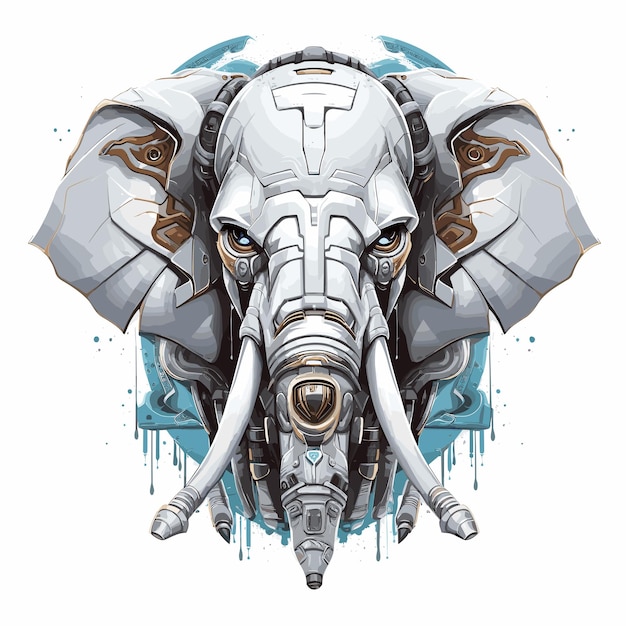 Vektor vektor-maskottchen-logo cyborg elefant