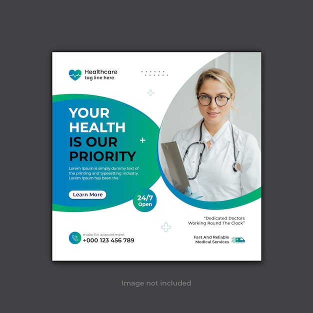 Vektor medizinische Gesundheitsversorgung soziale Medien Post Web-Banner-Vorlage