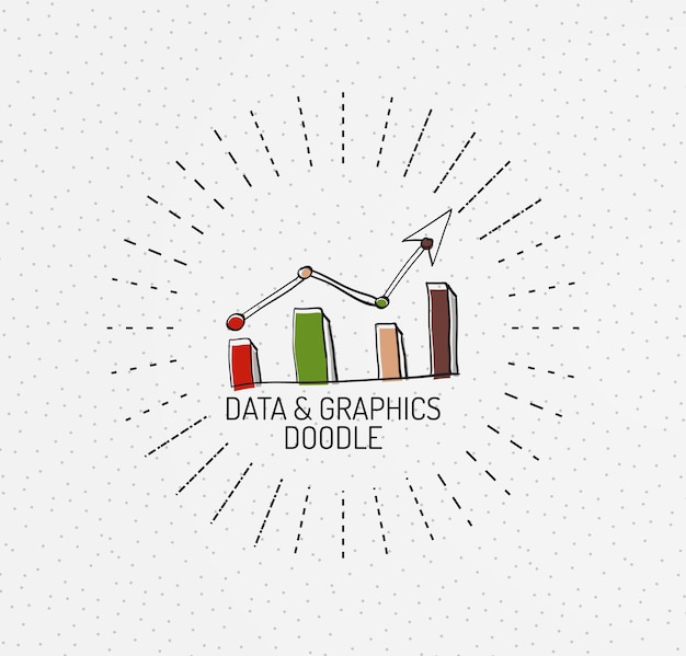 Vektor mehrfarbige handgezeichnete Kritzeleien Symbolstempel Diagramm oder grafisches Konzept