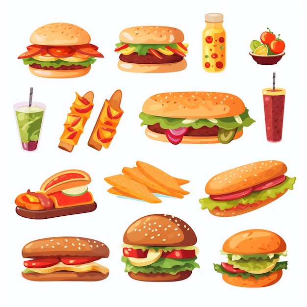 Vektor-menü-illustration essen fleischmahlzeit restaurant beliebtes set mittagessen icon abendessen snack