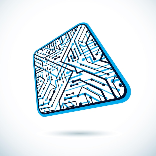 Vektor-Mikrochip-Design, CPU. Element der Informationskommunikationstechnologie, Leiterplatte in quadratischer Form.
