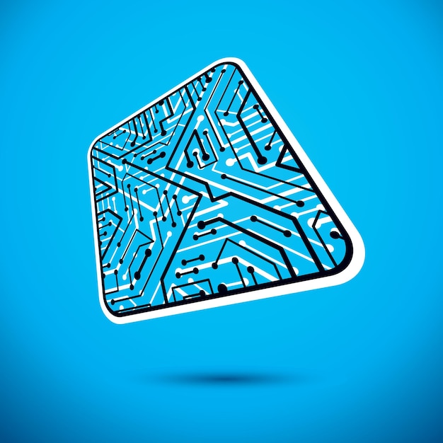 Vektor-Mikrochip-Design, CPU. Element der Informationskommunikationstechnologie, Leiterplatte in quadratischer Form.