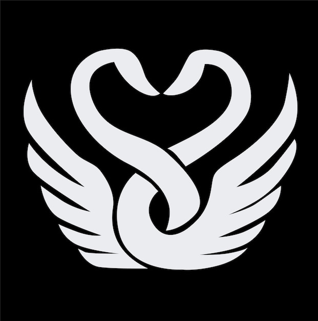 Vektor vektor minimalistisches logo schwarzes herz twin swan company isoliert auf weißem hintergrund