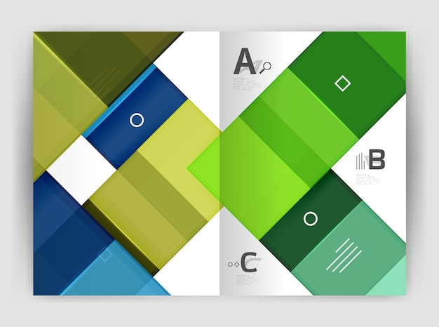 Vektor-Moderne geometrische a4 Flyer-Broschüre-Vorlage Jahresbericht-Druckvorlage mit Infografiken abc-Optionen