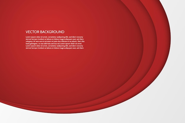 Vektor moderner einfacher ovaler roter und weißer hintergrund mit papiereffekt 3d-ovale mit weichen schatten