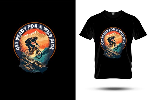 Vektor-Mountainbike-T-Shirt-Grafikdesign und handgezeichnet mit digitaler Farbe