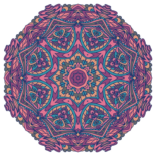 Vektor Musterdesign ethnischen Boho Kunst Mandala Doodle Design mit bunten Ornamenten