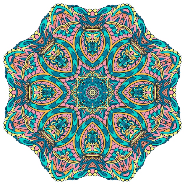 Vektor nahtlose Muster ethnische Stammes-Geometrie psychedelische Colorfu Mandala trendige Farben