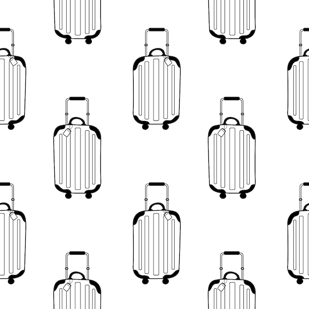 Vektor nahtloses muster mit einem modernen koffer-wheelie-muster im doodle-stil