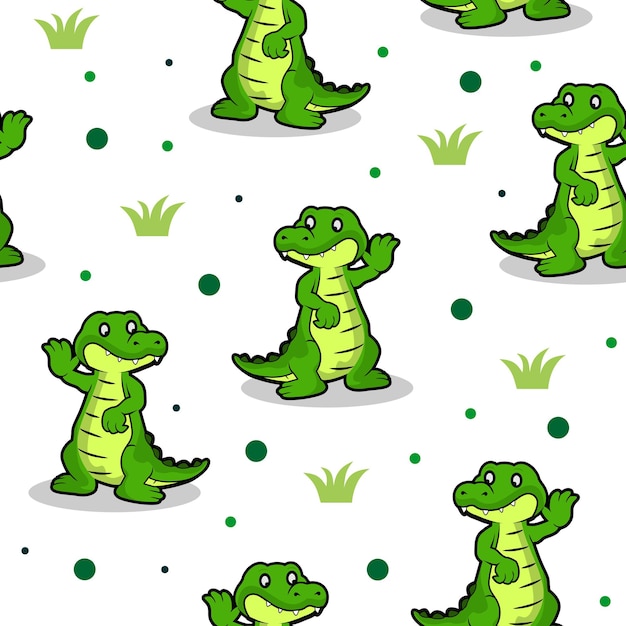 Vektor nahtloses Muster süßes Alligator Krokodil