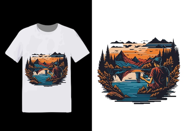 Vektor-Natur-Berg-T-Shirt-Design