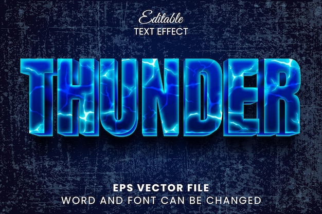Vektor neonblauer Donner 3D bearbeitbarer Texteffekt