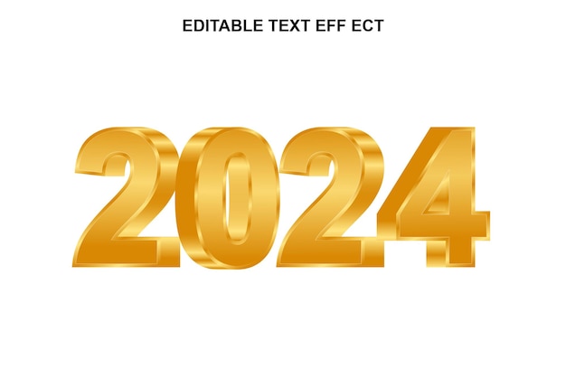 Vektor-Neujahrsglück 2024 3D-Text-Effekt-Design