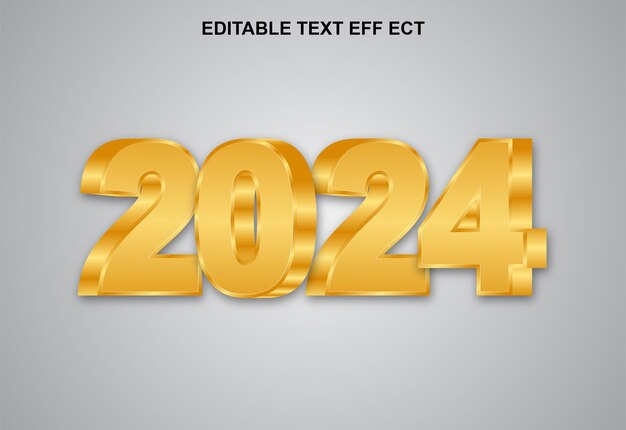 Vektor-neujahrsglück 2024 3d-text-effekt-design