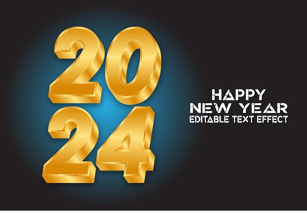 Vektor-Neujahrsglück 2024 3D-Text-Effekt-Design