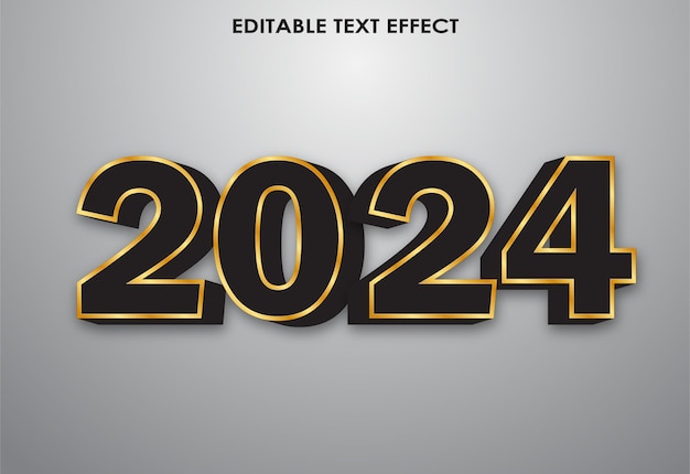 Vektor-Neujahrsglück 2024 3D-Text-Effekt-Design