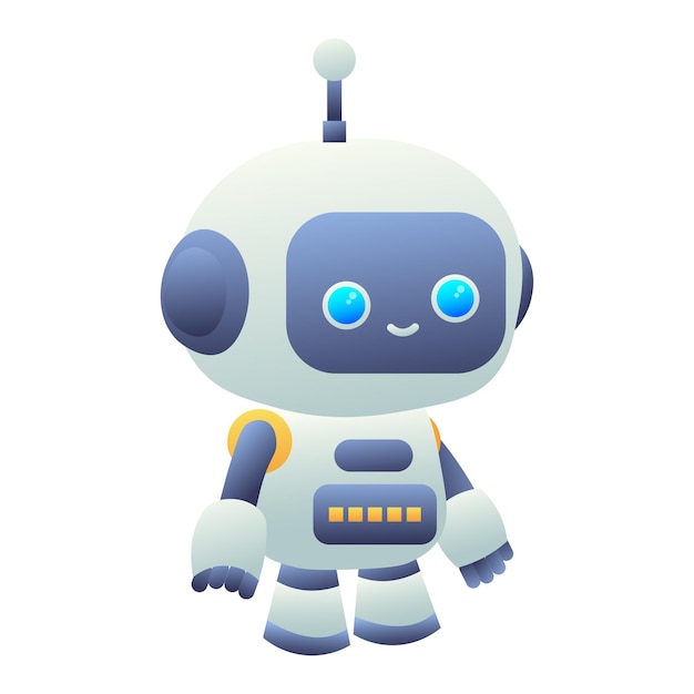 Vektor niedlicher Robotercharakter Künstliche Intelligenz im Wissenschafts- und Geschäftschat-Bot