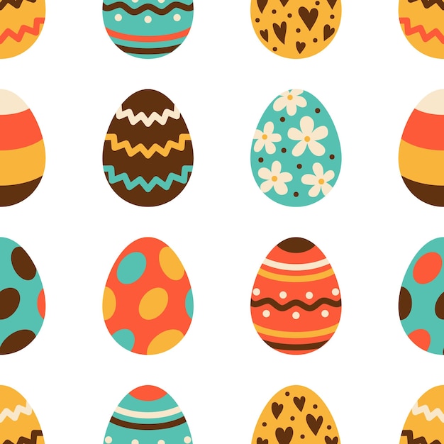 Vektor ostern musterdesign ostereier im flachen design auf weißem hintergrund eiersuche