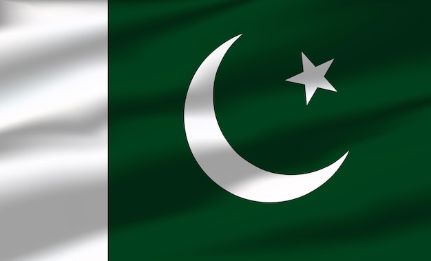 Vektor-Pakistan-Flagge, die realistische fließende Flaggen weht