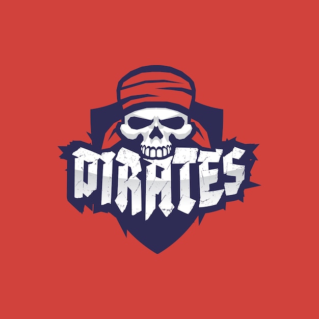 Vektor-Piratenschädel in roter Bandana-Logo-Vorlage