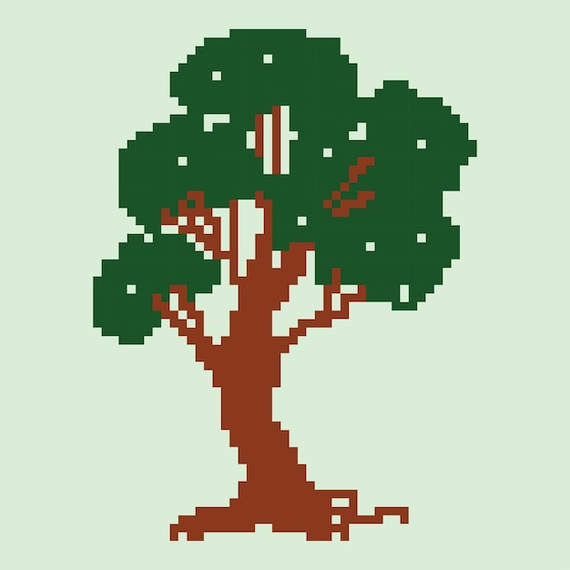 Vektor vektor-pixel-baum-illustrationshintergrund