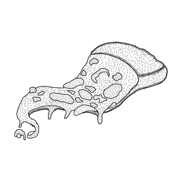 Vektor pizza illustration vintage gravur stil schwarz und weiß