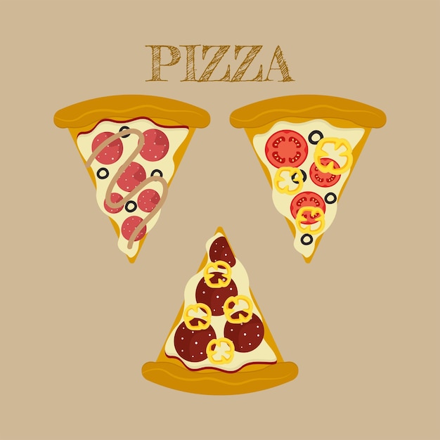 Vektor-pizzascheibe fast-food-illustration