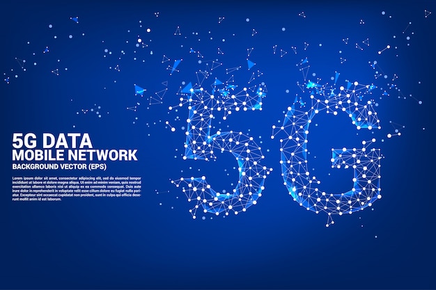 Vektor Polygonpunkt verbinden Linie geformte mobile Vernetzungsvernetzung 5G