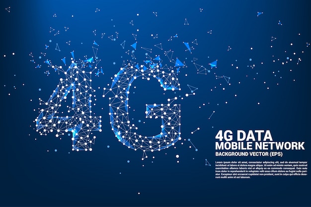 Vektor Polygonpunkt verbinden Linie geformtes mobiles Netz 4G.