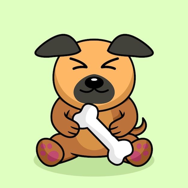 Vektor-Premium-Illustration eines niedlichen Hundes, der einen Knochen trägt