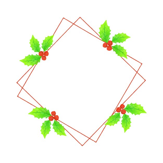 Vektor-Rahmen-Quadrat-Winter-Beeren-Aquarell-Hintergrund-Muster