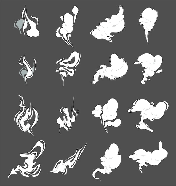 Vektor Rauchwolken Dampfpuff Dampf im Cartoon-Stil