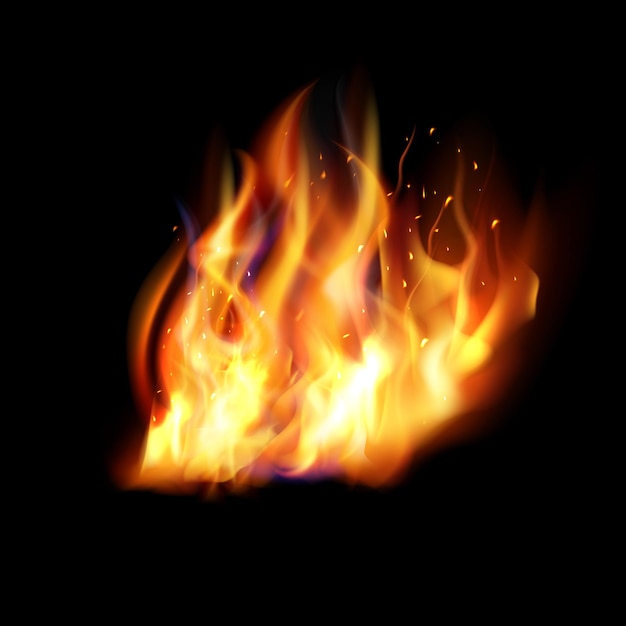Vektor realistische brennende Feuerflammen mit Rauch